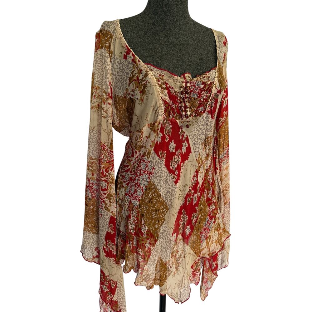 Vintage Y2K Rampage made in USA whimsy goth fairy bell sleeve blouse/dress - Picture 3 of 6